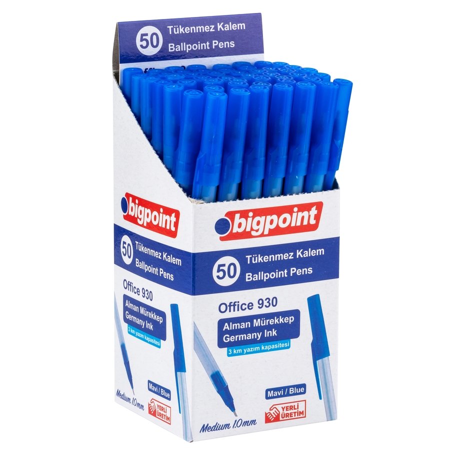 Bigpoint Tükenmez Kalem Office 1.0mm Mavi 50 Li Paket